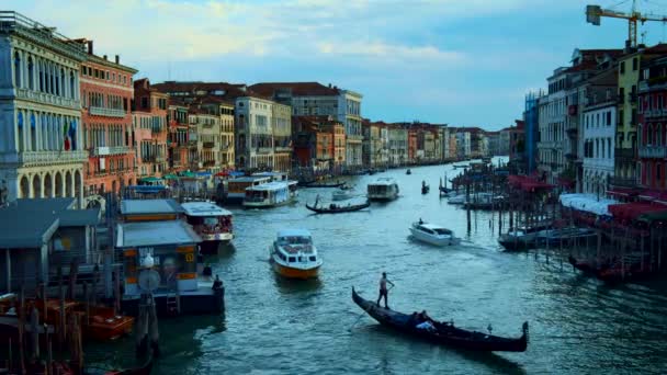 Venise Italie Juin 2018 Grand Canal Avec Bateaux Gondoles Coucher — Video