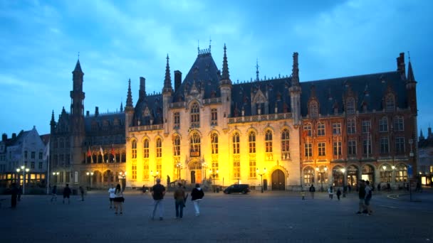 Bruges Belgium Травня 2018 Площа Брюгге Гроте Маркт Будівлею Окружного — стокове відео