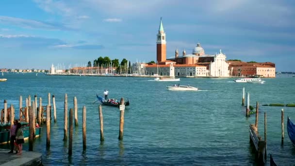 Venice Itálie Června 2018 Gondoly Benátské Laguně Náměstí Svatého Marka — Stock video