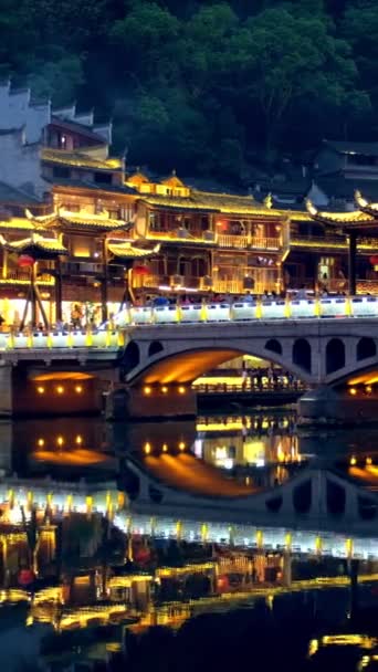 Chinese Toeristische Attractie Bestemming Feng Huang Ancient Town Phoenix Ancient — Stockvideo