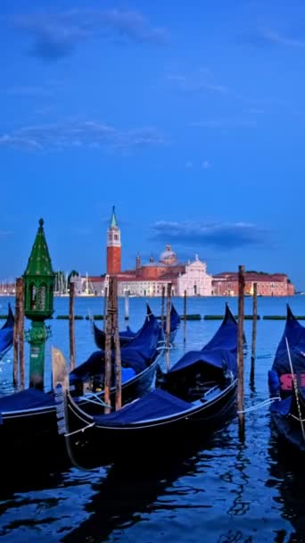 Vacanza Romantica Venezia Viaggi Sfondo Gondole Laguna Venezia Piazza San — Video Stock
