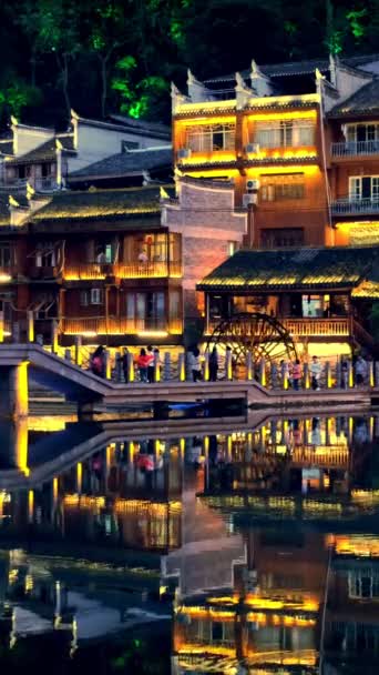 Destino Atração Turística Chinesa Feng Huang Cidade Antiga Phoenix Cidade — Vídeo de Stock