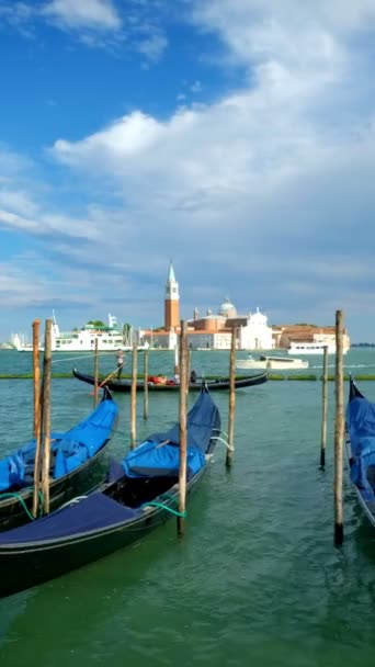 Romantisk Semester Venedig Resebakgrund Gondoler Lagunen Venedig Saint Mark San — Stockvideo
