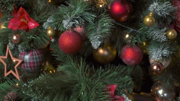 Vánoční Oslava Dovolená Pozadí Vánoční Stromeček Dekorace Cetka Míč Zdobené — Stock video