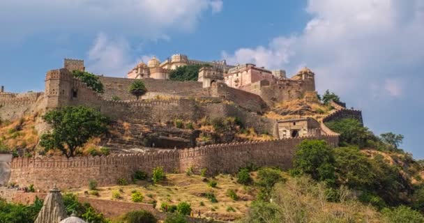 Time Lapse Kumbhalgarh Fort Célèbre Point Repère Touristique Indien Rajasthan — Video
