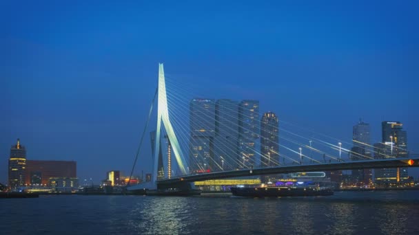 Rotterdam Hollanda Mayıs 2018 Erasmus Köprüsü Nün Erasmusbrug Altından Geçen — Stok video