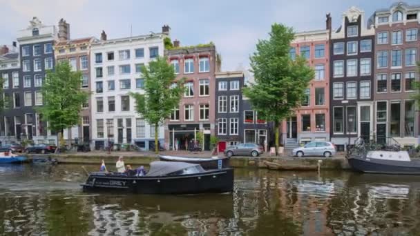 Amsterdam Hollanda Mayıs 2018 Amsterdam Pitoresk Şehir Manzarası Kanal Boyunca — Stok video