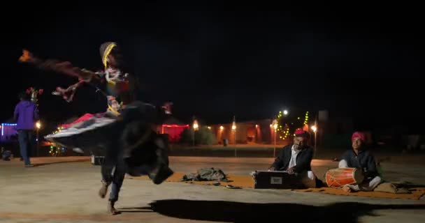 Jaisalmer India November Vember 2019 Indian Dancing Female Traditional Kalbelia — 图库视频影像