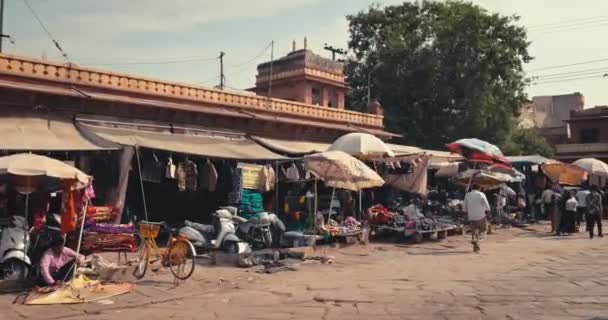 Jodhpur Indie Listopada 2019 Spacer Tradycyjnym Indyjskim Bazarze Targ Sadar — Wideo stockowe