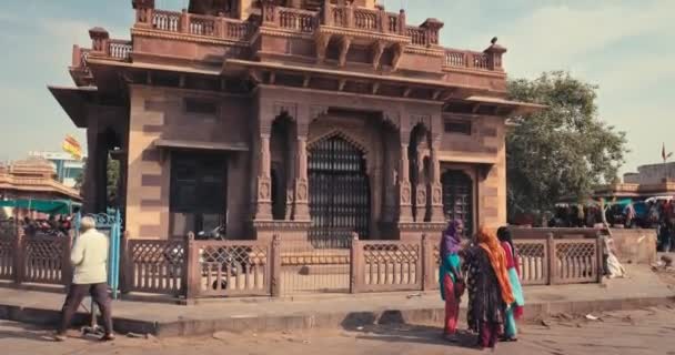 Jodhpur India Noviembre 2019 Tráfico Personas Vehículos Calle India Mercado — Vídeos de Stock