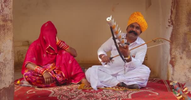 Jodhpur Indie Listopada 2019 Muzycy Śpiewający Tradycyjne Piosenki Muzykę Ludową — Wideo stockowe
