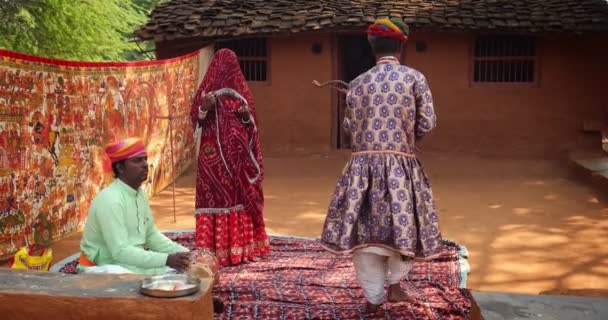Shilpgram Rajasthan November 2019 Kalbelia Folkmusik Rasthan Framförd Musiker Traditionell — Stockvideo
