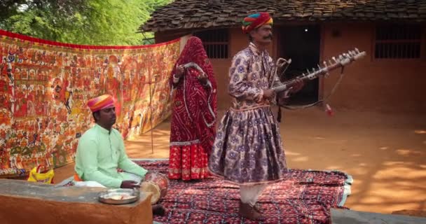 Shilpgram Rajasthan November 2019 Kalbelia Folkmusik Rajasthan Framförd Musiker Traditionell — Stockvideo
