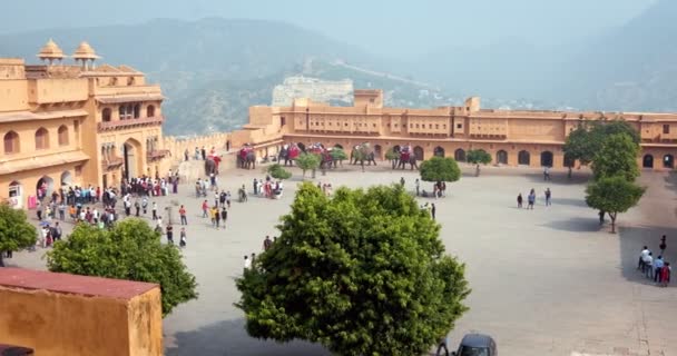 Amer Ινδία Νοεμβρίου 2019 Τουρίστες Επισκέπτονται Amer Amer Φρούριο Rajasthan — Αρχείο Βίντεο