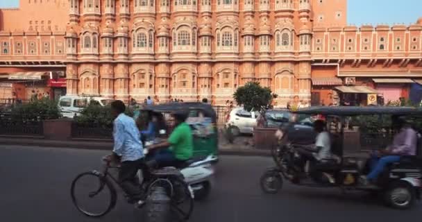 Jaipur Hindistan Kasım 2019 Nsanlar Trafik Şehir Ulaşımı Ile Ünlü — Stok video