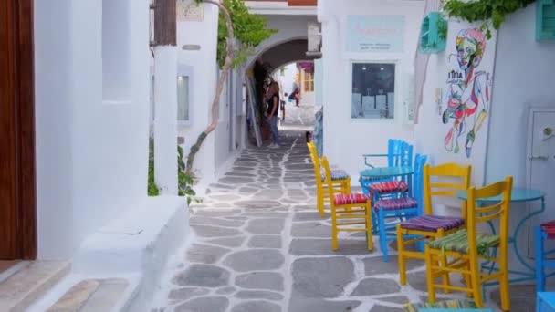 Naousa Greece Mayıs 2019 Yunanistan Paros Adası Nın Ünlü Turistik — Stok video