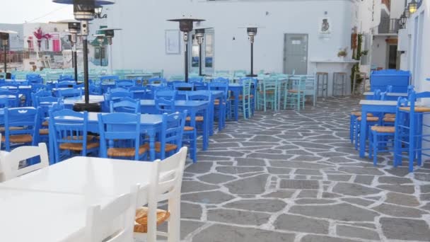 Naousa Greece Maio 2019 Caminhando Com Steadycam Rua Pitoresca Com — Vídeo de Stock