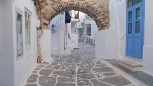 Naousa Grecia Mayo 2019 Caminando Con Cámara Firme Pintoresca Calle — Vídeos de Stock