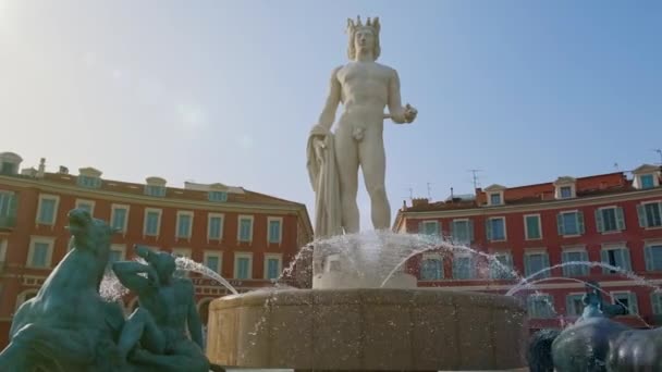 Nice Francia Aprile 2019 Fontana Del Soleil Place Massena Nizza — Video Stock