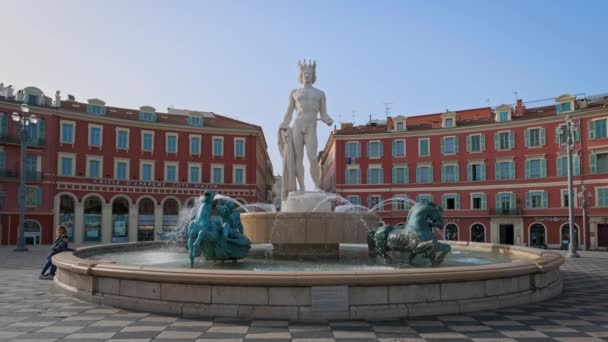 Nizza Francia Aprile 2019 Fontana Del Soleil Place Massena Nizza — Video Stock