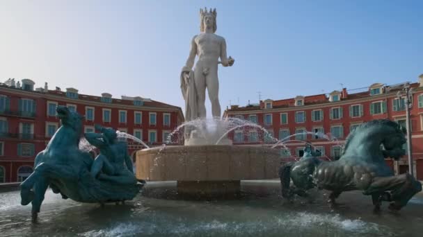 Nice France April 2019 Fountain Soleil Place Massena Nice France — Stock Video