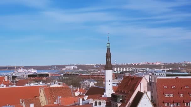 Tallin Estonia Mayo 2019 Vista Aérea Del Casco Antiguo Medieval — Vídeos de Stock