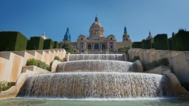 Barcelona Spanya Nisan 2019 Montjuic Palau Nacional Sihirli Çeşmesi Barselona — Stok video