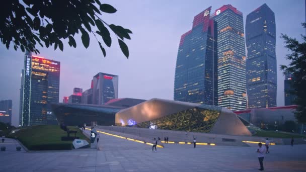 Guangzhou China Abril 2018 Ópera Guangzhou Diseñada Por Famosa Arquitecta — Vídeos de Stock