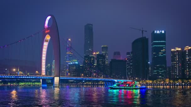 Гуанчжоу Китай Мая 2018 Года Городской Пейзаж Гуанчжоу Мостом Лиде — стоковое видео