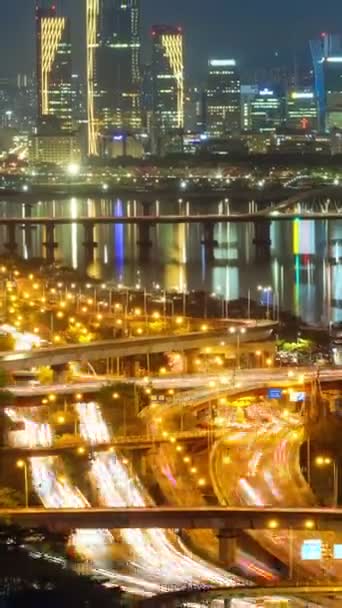Zeitraffer Aus Der Luft Über Die Innenstadt Von Seoul Und — Stockvideo