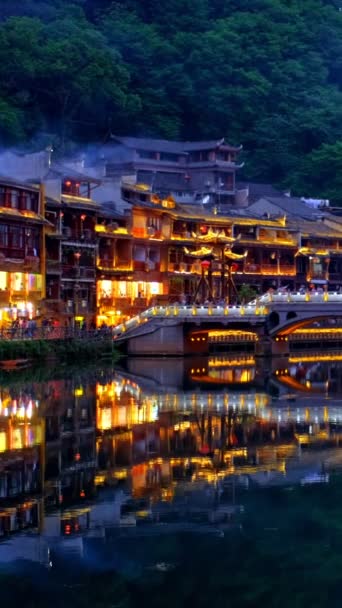 Kinesiska Turistattraktion Destination Feng Huang Ancient Town Phoenix Ancient Town — Stockvideo