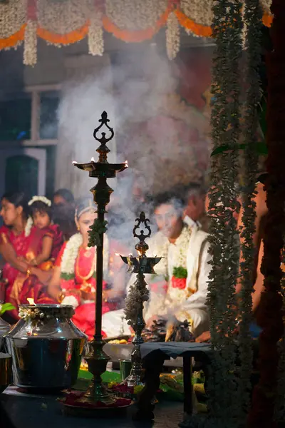 Chennai India Agosto Ceremonia Boda Tradicional India Tamil Imágenes De Stock Sin Royalties Gratis