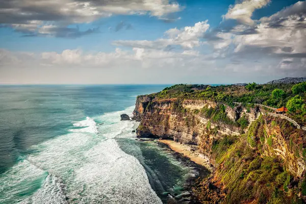 Cliff Oceano Tramonto Uluwatu Bali Indonesia Immagini Stock Royalty Free