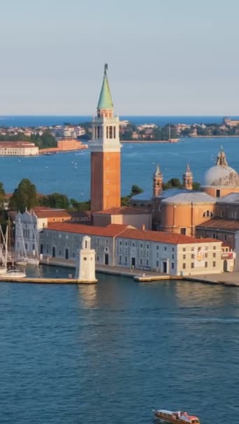 Zicht Venetië Lagune San Giorgio Maggiore Kerk Santa Maria Della — Stockvideo