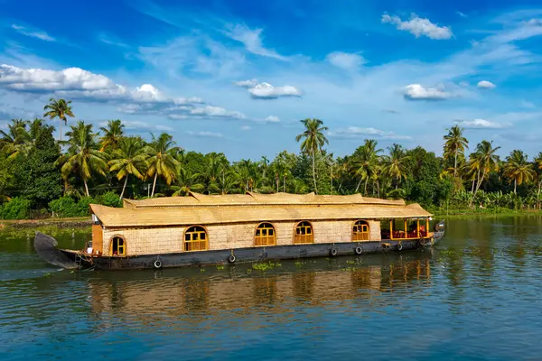 Kerala India Tourism Travel Background Houseboat Kerala Backwaters Kerala State Stock Picture