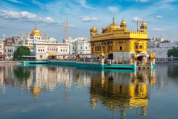 Den Gylne Tempel Harmandir Sahib Sikhismens Hellige Sted Amritsar Punjab stockbilde