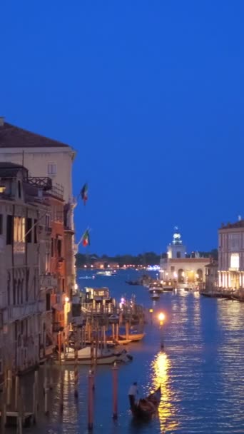 Вид Венеціанський Гранд Канал Човнами Церква Санта Марія Дель Салют — стокове відео