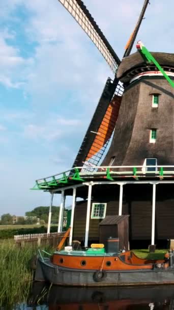 Netherlands Rural Landscape Windmills Famous Tourist Site Zaanse Schans Holland — Stock Video