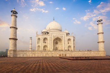 gündoğumu günbatımı, Hint sembolü - Hindistan Seyahat arka plan Taj mahal. Agra, uttar pradesh, Hindistan