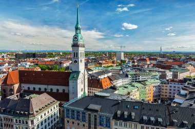 Münih ve St. Peter Kilisesi - Marienplatz ve Altes Rathaus, Bavyera, Almanya