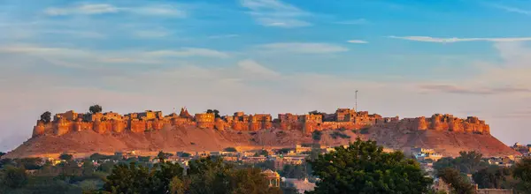 stock image Panorama of Jaisalmer Fort - one of the largest forts in the world, known as the Golden Fort Sonar quila on sunrise. Jaisalmer, Rajasthan, India