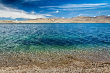 Himalayalar 'daki Tso Moriri Dağı Gölü, Ladakh, Hindistan