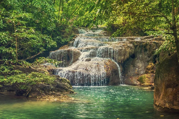 Forest Waterfall Ton Nga Chang Waterfall Erawan Songkhla Thailand Tourustic — Stock Photo, Image