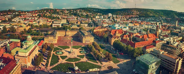 Panorama Słynnego Schlossplatz Centrum Stuttgartu Niemcy Tło Podróży — Zdjęcie stockowe