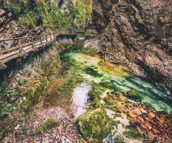 Знаменитое Винтгарское Ущелье Каньон Деревянной Тропой Блед Национальный Парк Трибёв — стоковое фото