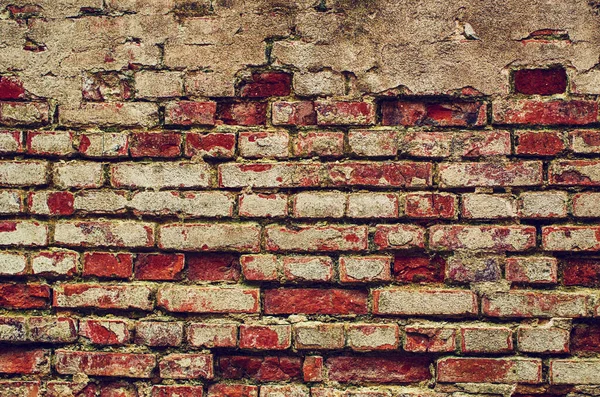 古い赤レンガラフ壁のグランジテクスチャ ヴィンテージの背景 — ストック写真