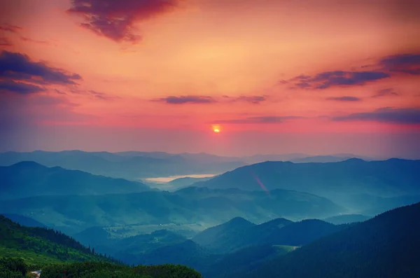 Amazing Mountain Landscape Colorful Vivid Sunrise Dramatic Sky Natural Outdoor — 스톡 사진
