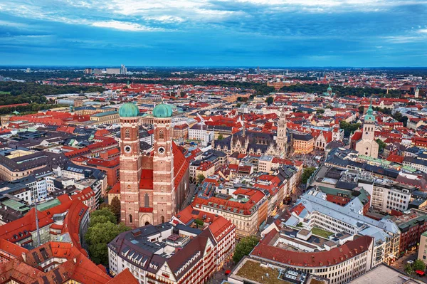 Διάσημο Frauenkirche Στο Μόναχο Γερμανία Θέα Από Ψηλά Στο Διάσημο — Φωτογραφία Αρχείου