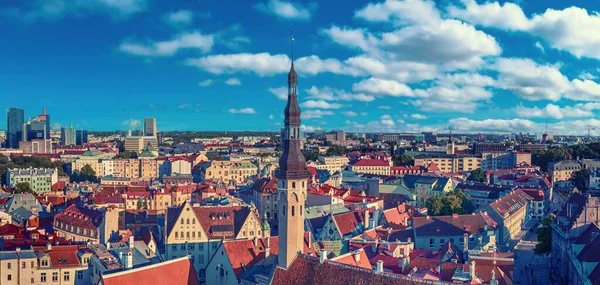 Flygfoto Över Tallinns Gamla Stadsdel Panoramautsikt Från Ovan Till Centrala — Stockfoto