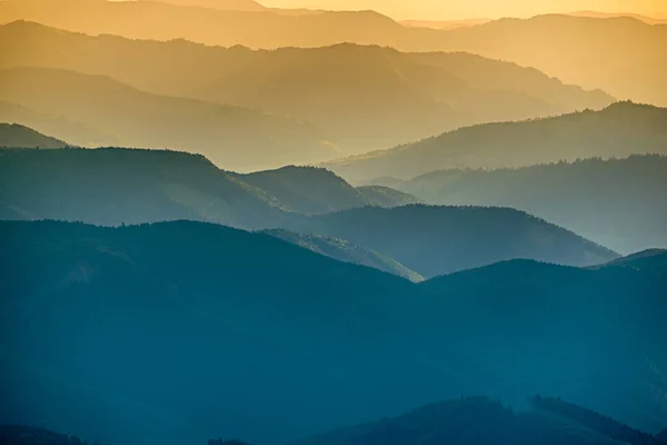 Carpathian Mountains Summer Sunset Landscape Abstract Gradient Mountain Peaks Blue — Stock Photo, Image